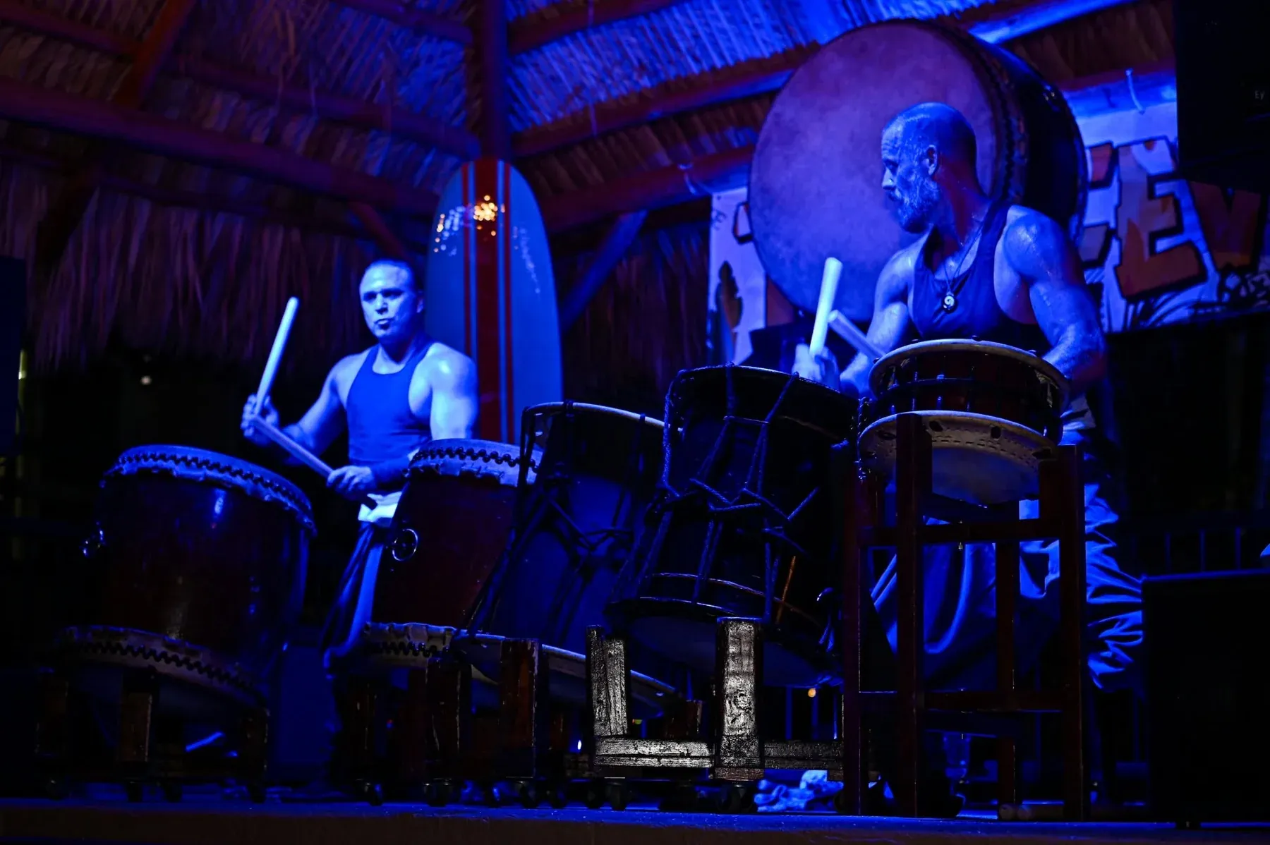 Taiko drumming performance at Tiki Fever