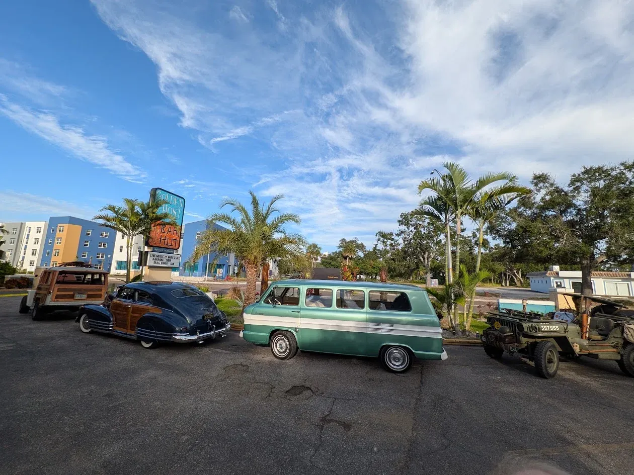 Classic cars displayed during Tiki Fever