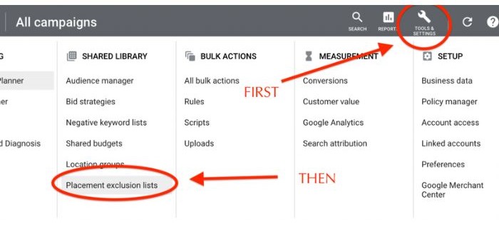 Excluding your competitors in Google ads