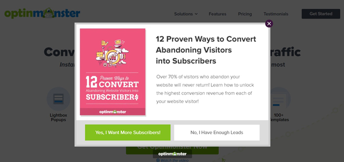 Use an Exit-Intent Popup