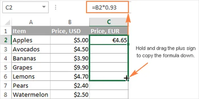 Copy a formula quickly and easily