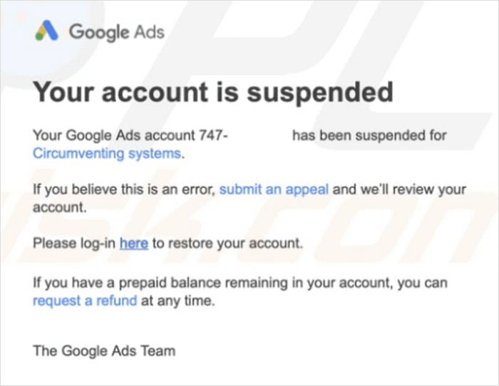 Avoiding Google Adwords Account Suspension