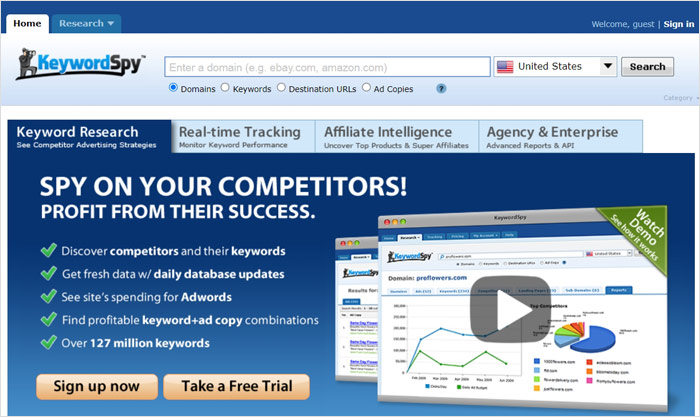 KeywordSpy-best competitor analysis tools
