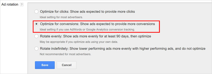 Optimize for Conversions - ads expected & ad groups