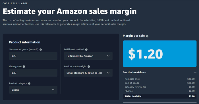 Amazon Cost Calculator