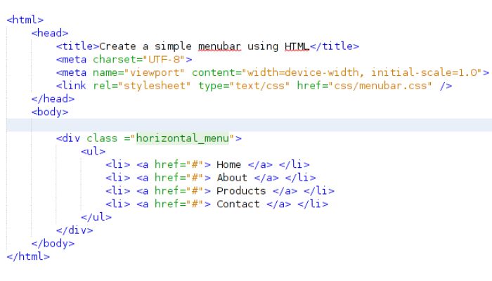 Creating menu bar using HTML and CSS