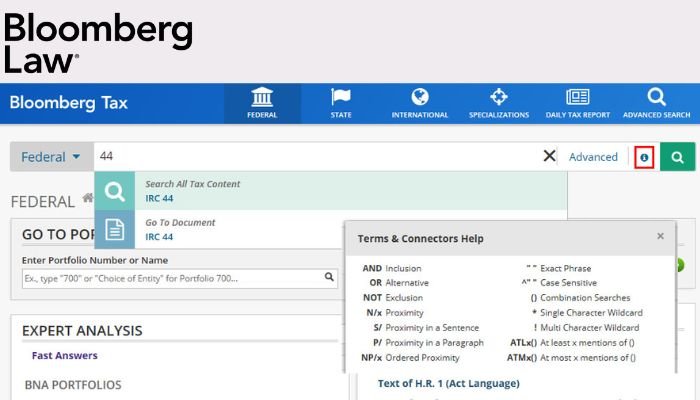 Bloomberg law research about tax