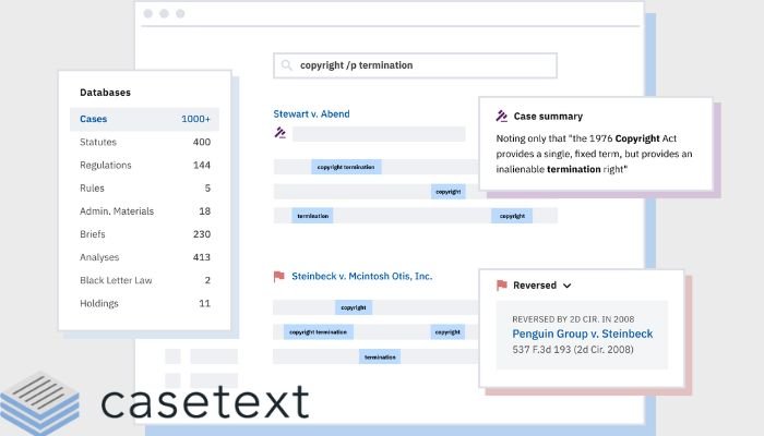Casetext different website features