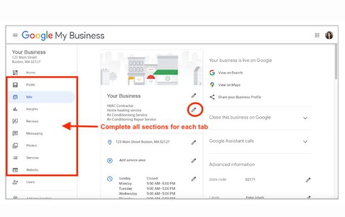 Optimizations on google my business