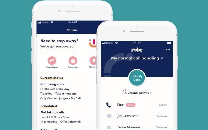 Ruby receptionist in mobile
