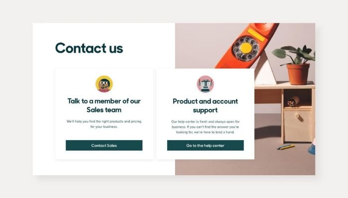 Example template of contact us page