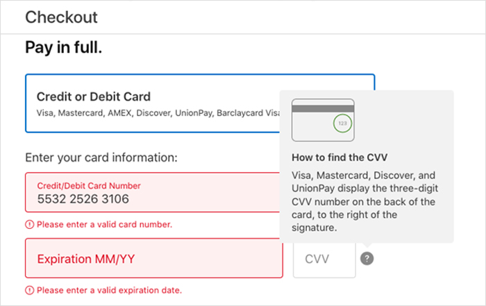 Avoid Technical Jargons - Checkout Form