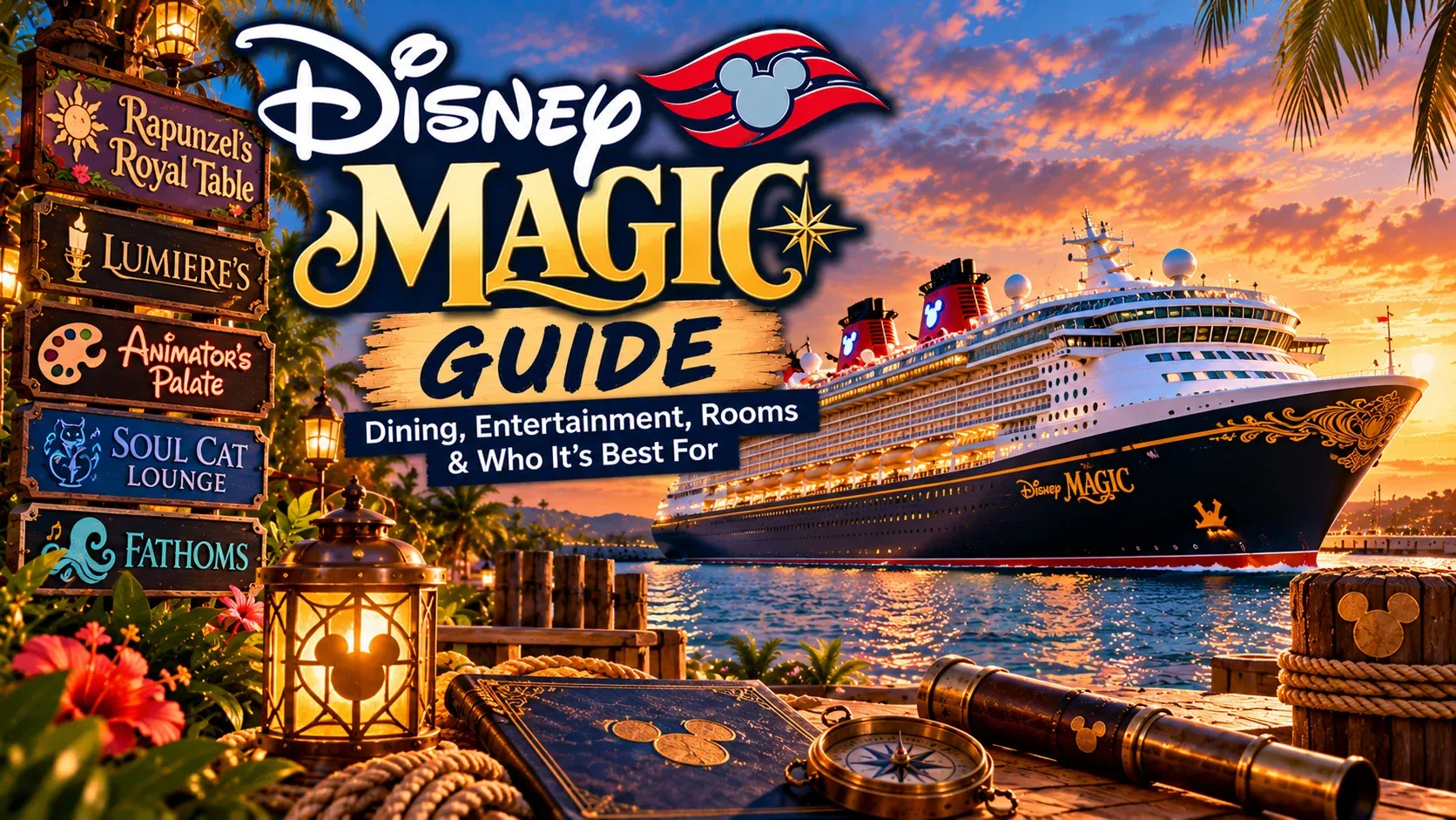 Illustrated Disney Magic Guide cover showing the Disney Magic at sea.