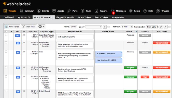 Example of help desk ticketing system