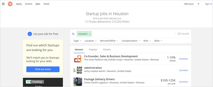 F6S - best tech job board - leading job board