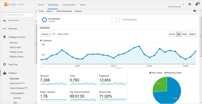 Google Analytics Audience Overview