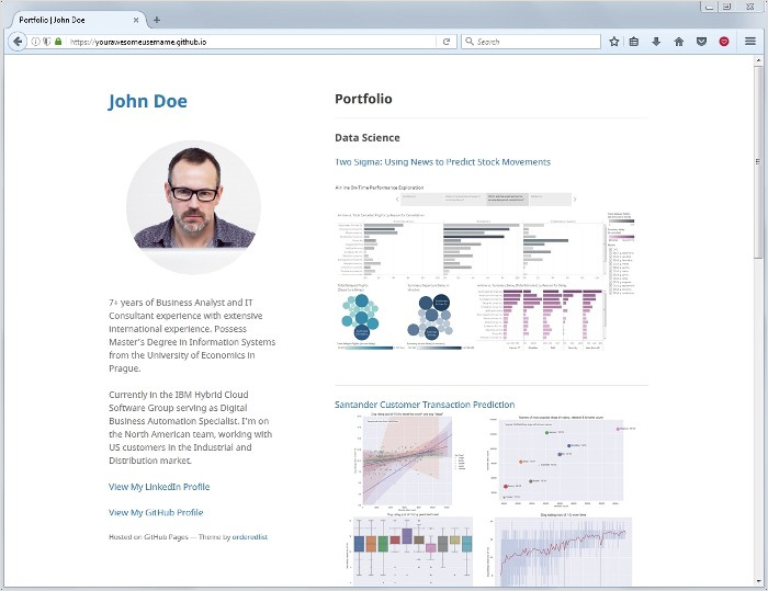 Set up portfolio website using github pages
